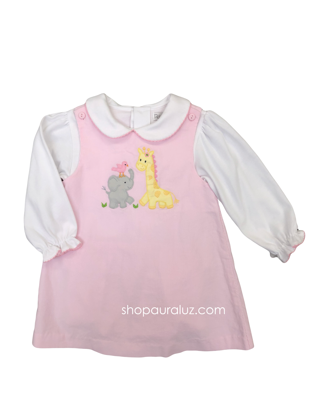 Pink Corduroy Jumper/Knit Shirt with safari animal applique