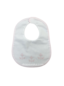 Auraluz Bib...White with pink binding trim and embroidered crosses