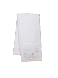 Auraluz Burp/Spill Towel...White with pink binding and embroidered lamb