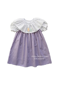 Auraluz Mardi Gras Dress..Purple check with round scallop trim collar and embroidered masks. STORE EXCLUSIVE!