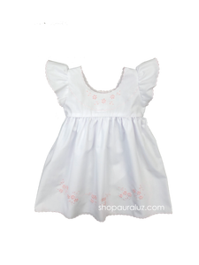 Auraluz Pinafore...White with embroidered flowers