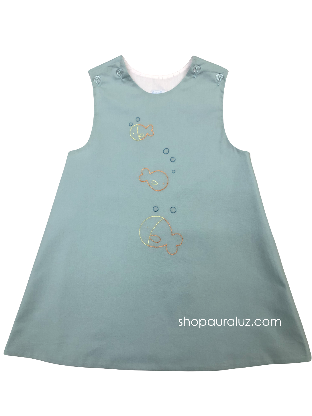 Auraluz Jumper...Teal with embroidered fish