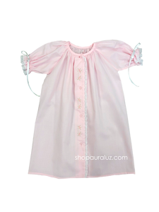 Auraluz Day Gown l/s..Pink with white lace, ribbons and embroidered tiny buds