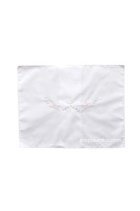 Auraluz Pillow Sham..White with pink scallop trim and embroidered bows