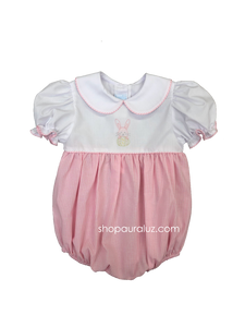 Auraluz Girl Bubble...White/pink check with p.p. collar and embroidered bunny