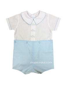 Auraluz Boy Button-On. Blue with boy collar and embroidered cars