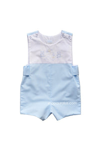 Auraluz Sleeveless Shortall...Blue with embroidered teddies