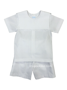 Auraluz Boy 2pc...White with white lace and square collar