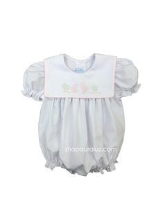 Auraluz Girl Bubble..White with pink binding trim and embroidered chicks
