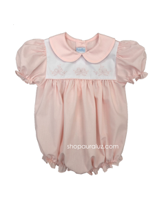 Auraluz Girl Bubble..Pink with p.p.collar and embroidered bows