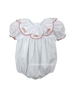 Auraluz Christmas Bubble...White with ruffle collar and embroidered bows
