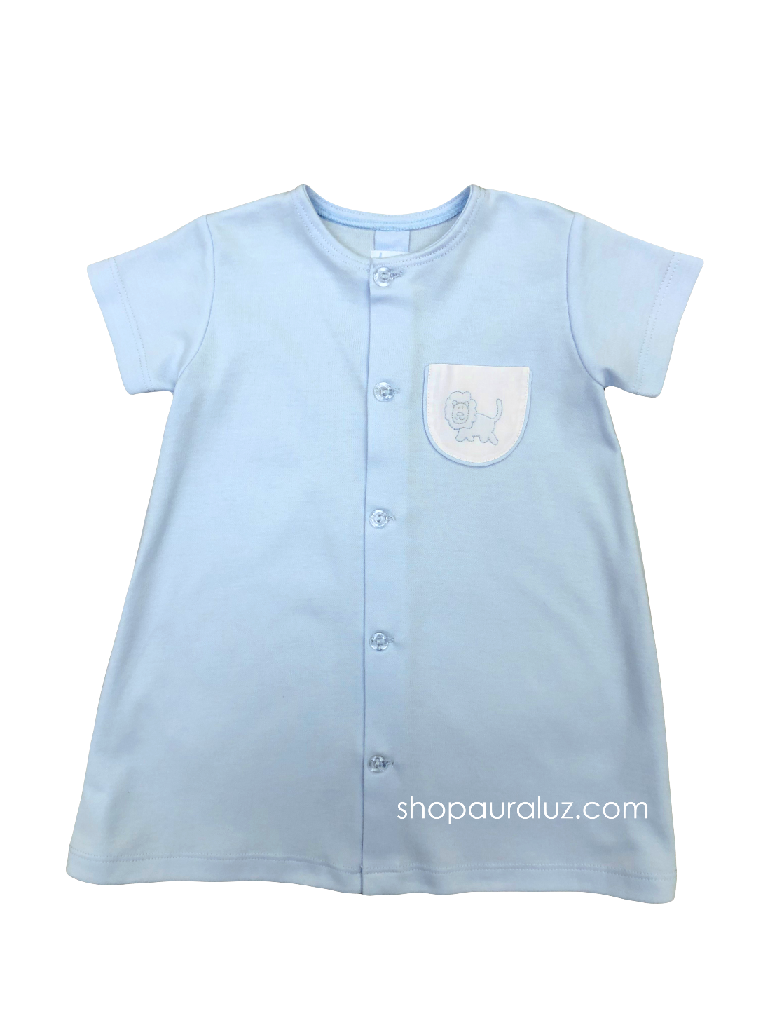 Auraluz Boy Knit Day Gown...Blue with embroidered lion