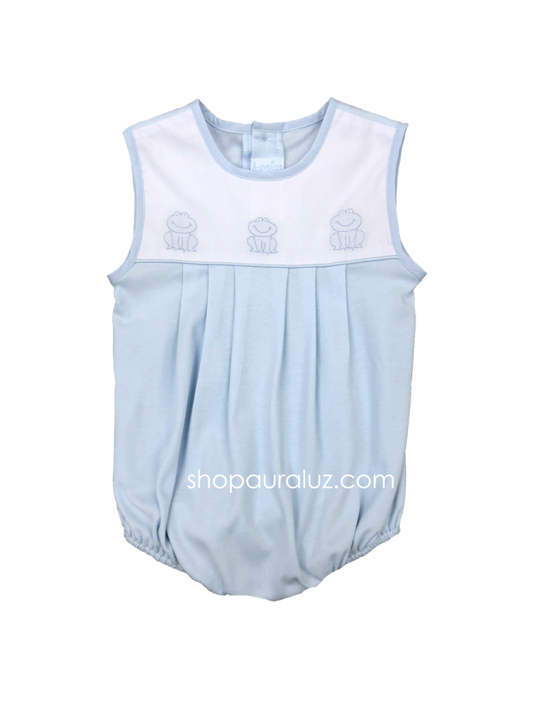 Auraluz Knit Sleeveless Bubble..Blue with embroidered frogs