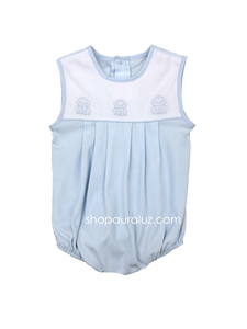 Auraluz Knit Sleeveless Bubble..Blue with embroidered frogs