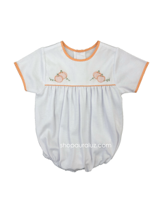 Auraluz Knit Bubble..White with orange check trim and embroidered pumpkins. STORE EXCLUSIVE!