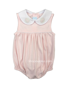 Auraluz Knit Sleeveless Bubble..Pink with white p.p. collar and embroidered fish