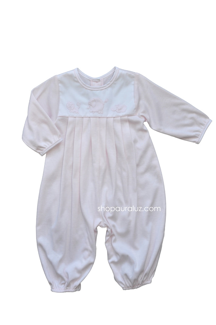 Auraluz Knit Longall...Pink with embroidered safari animals