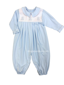Auraluz Knit Longall...Blue with embroidered puppies