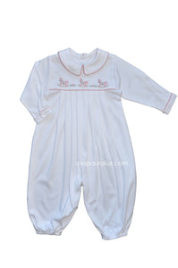 Auraluz Knit Longall...White with red trim and embroidered tiny horses