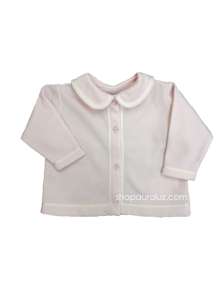 Auraluz Girl Fleece Jacket..Pink with white shiny ribbon trim. STORE EXCLUSIVE!
