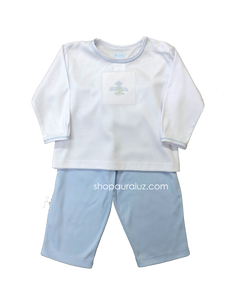 Auraluz Knit Boy 2pc...Blue/white with embroidered airplane