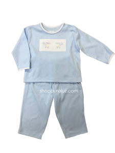 Auraluz Knit Boy 2pc...Blue with embroidered helicopters