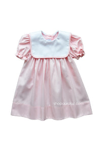 Auraluz Pique Dress..Pink with white square collar