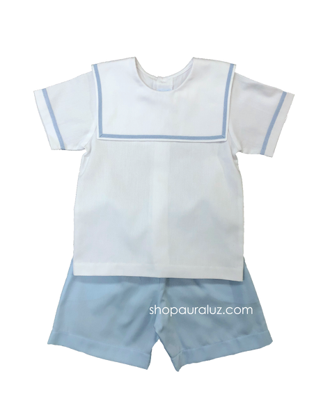 HisColumn Premium Design Pique Short Set in Baby Blue