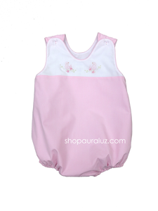 Auraluz Sleeveless Bubble..Pink micro check with binding and embroidered birds