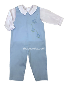 Auraluz Overall/Shirt Set...Blue with embroidered planes