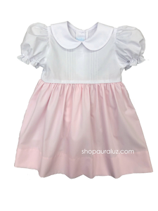 Auraluz Dress...Pink/white with tucks and p.p. collar