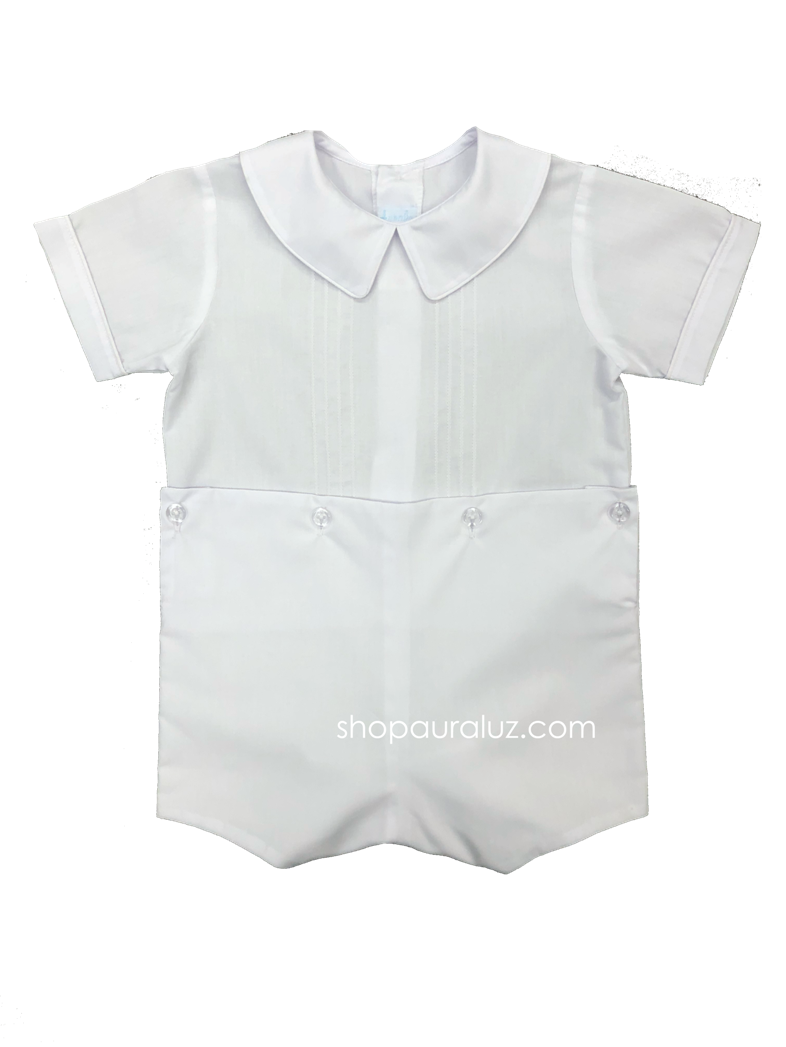Auraluz Boy Button-On...White with boy collar and tucks