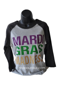 Ladies Raglan Tee 3/4 sleeve...Mardi Gras Madness