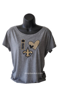 Ladies s/s dolman...Fleur de Lis/Love