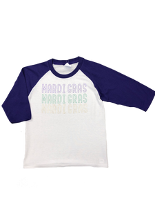 Youth 3/4 Raglan Sleeve Tee...Mardi Gras x3