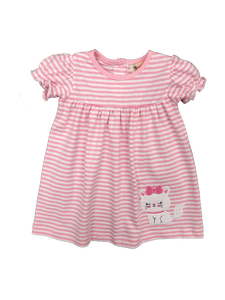 Pink Stripe Knit Dress with kitty/bow applique