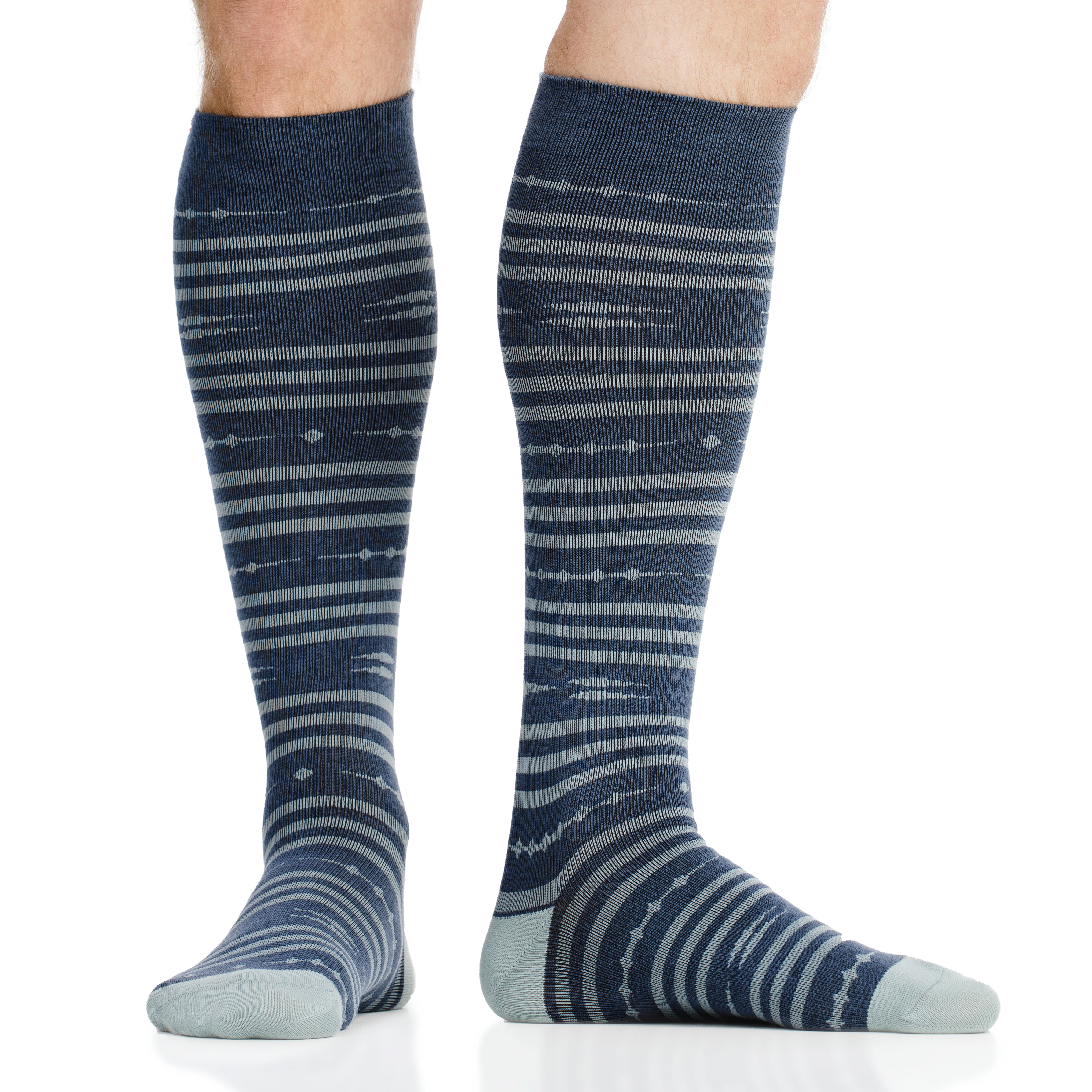 Global Stripe: Dark Blue (Cotton) compression socks – AURALUZ