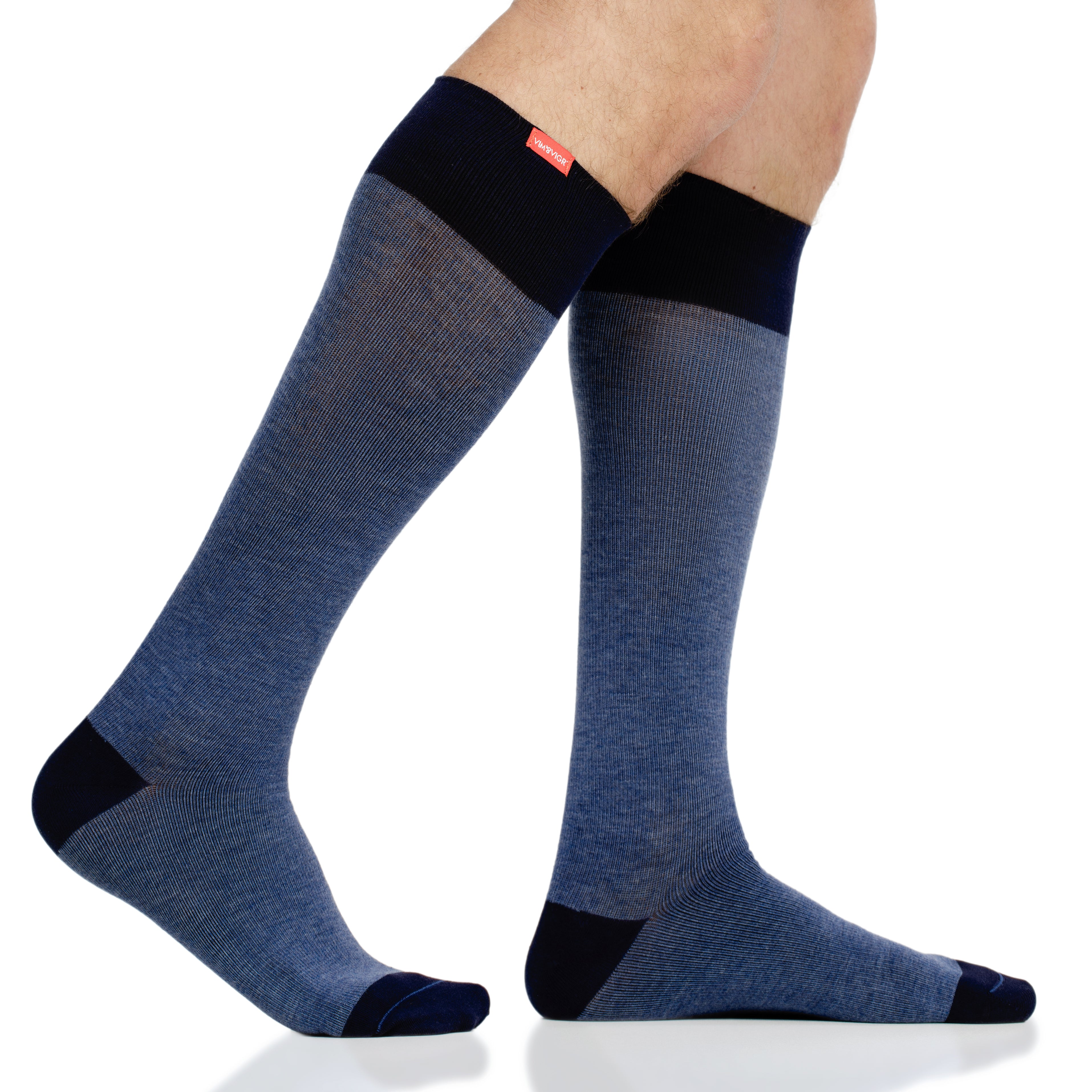 Heathered Collection: Navy (Cotton) compression socks
