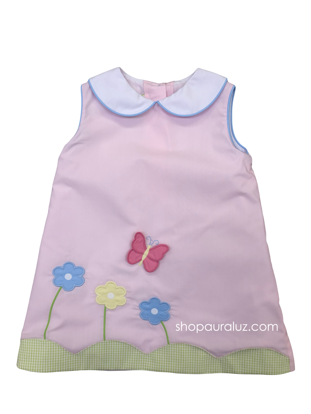 Pink Sleeveless Dress with butterfly garden applique